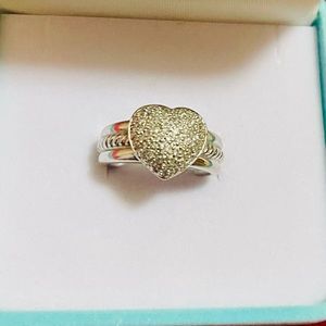 Pave Diamond Ring .925 silver , Sz 7